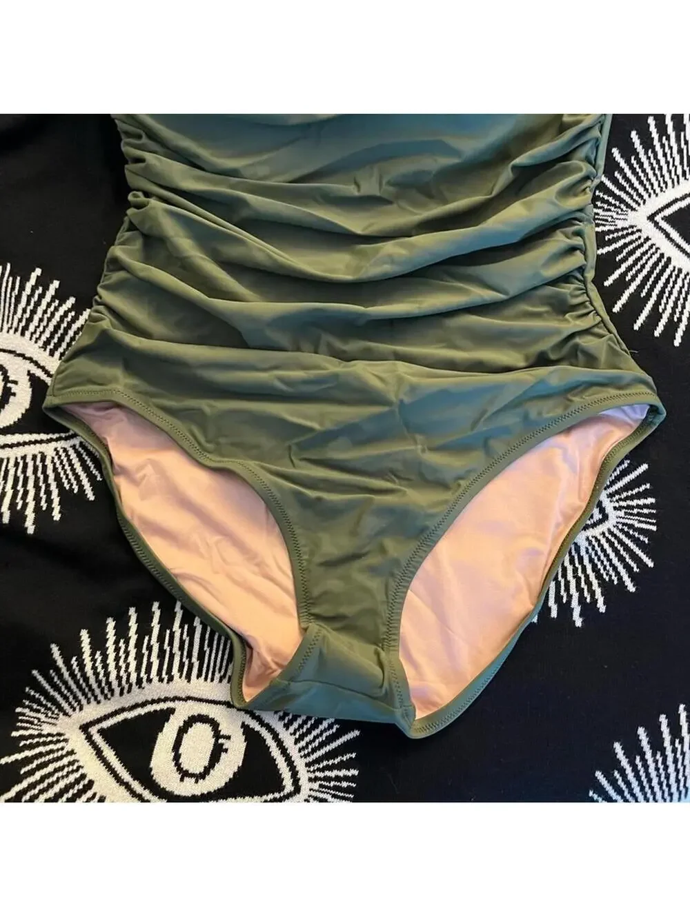 🆕 J. Crew Olive Green Swimsuit Asymmetrical One Piece SAFARI NEW NWT 18 Plus SZ